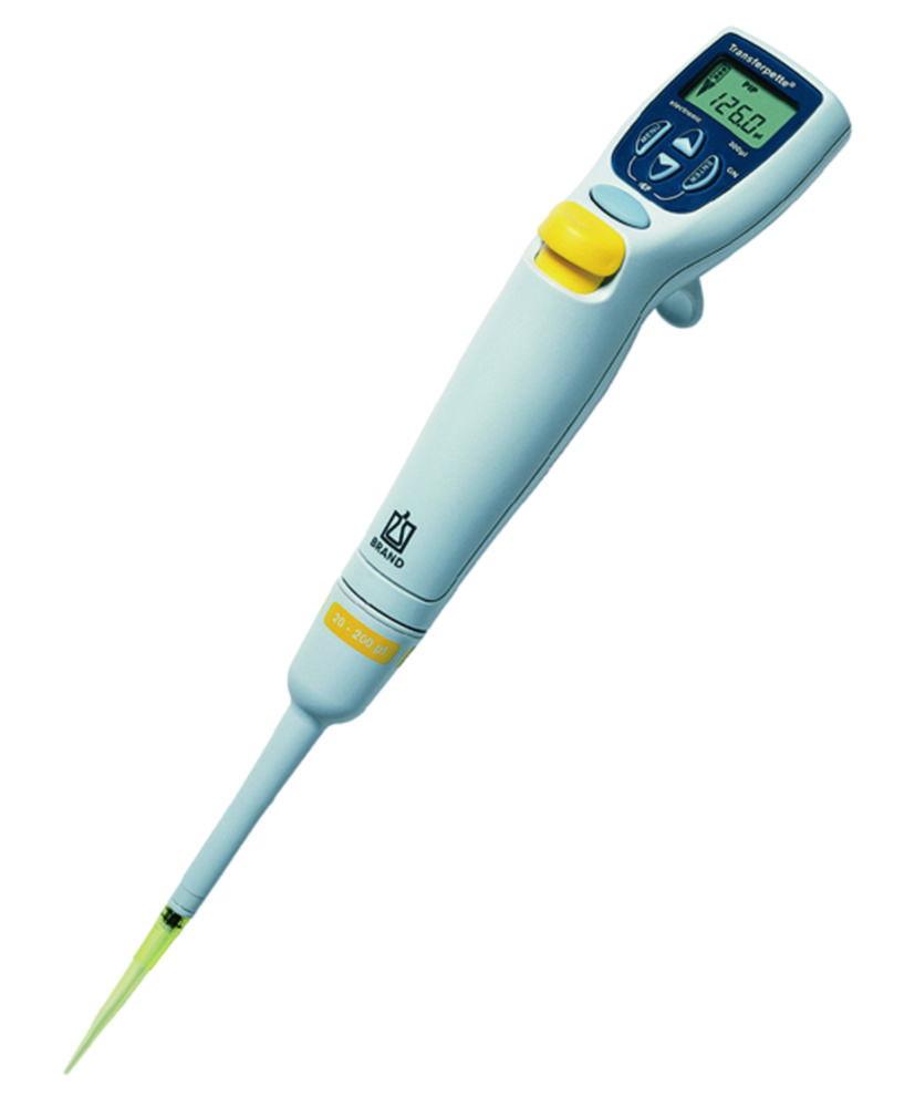 BRAND Transferpette Electronic Single-Channel Pipette (100–1000 µL) with AC Charger (USA/Japan)