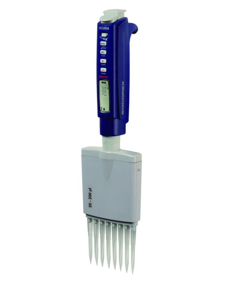 SOCOREX Acura Electro 956 Multichannel Pipette 8-Channel, 20 - 350 µl, Alone with 4.8 V Battery