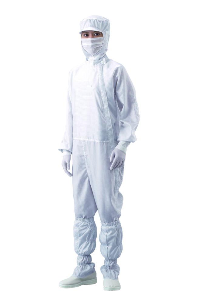 AS ONE ASPURE Overall for Cleanroom, Blue Polyester, Lateral Zip, Size XS