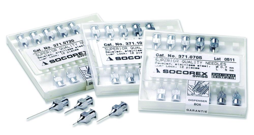 SOCOREX High Quality Needles 1.0x30 mm 19G x 1 1/8", Luer Lock, Stainless Steel, Sharpened, Autoclavable, Pack of 12