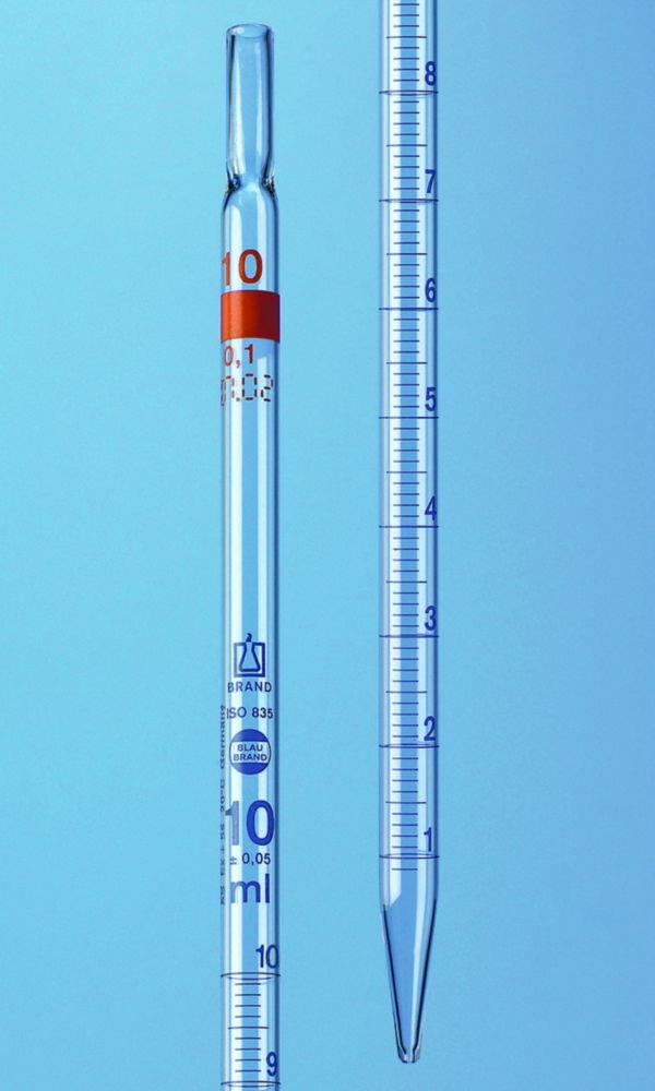 BRAND Measuring Pipette 25 ml:0.1 ml BLAUBRAND, Class AS, Absolute Drain, AR Glass, Blue Graduation, Pack of 6