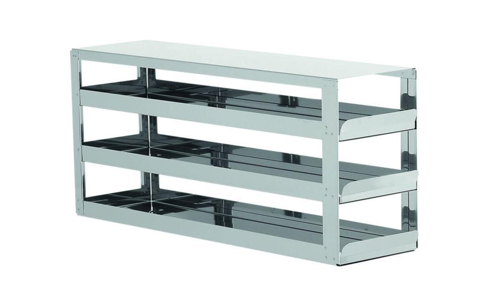 Sliding shelf rack for upright freezer for (hxd) 3x4 = 12 boxes 75mm high, stainless steel, dimensions (hxdxw) 246x558x140mm