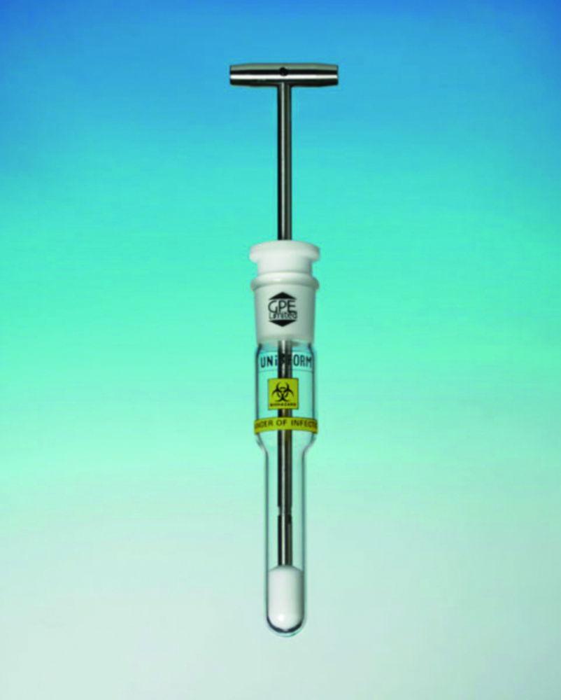 GPE Homogeniyer Safe Seal 10ml 250mm with PTFE Pestle Handle from Stainless Steel PTFE Stopper

