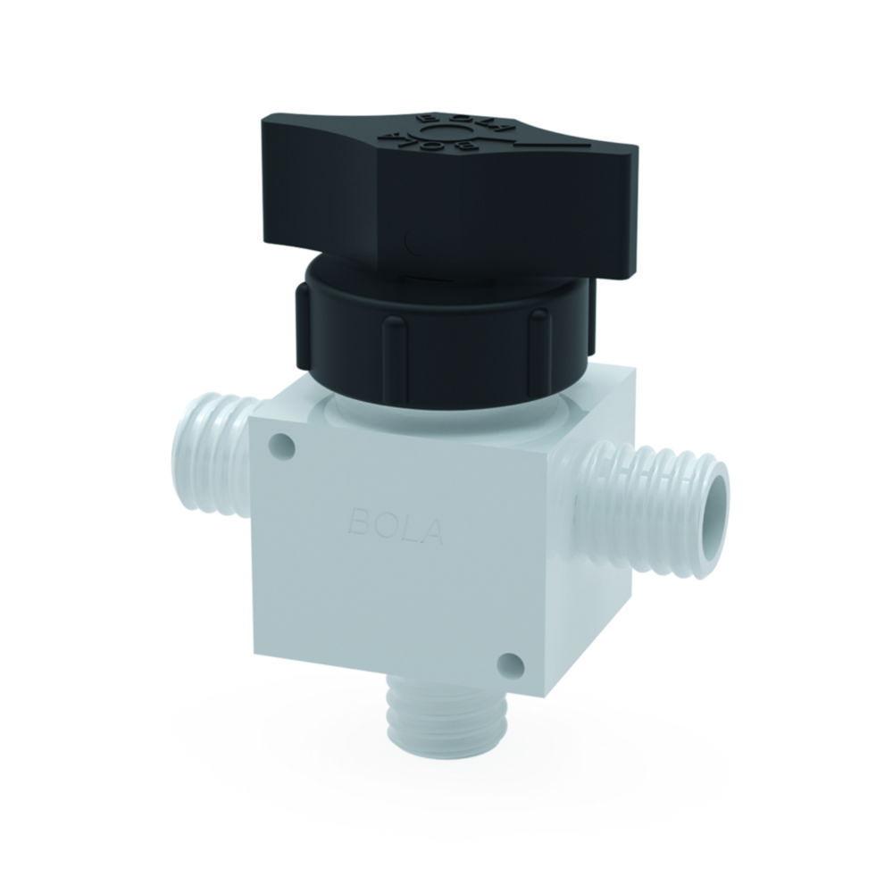 Bohlender 3-Way Ball Valve PTFE Angled GL 14 Ø 3 mm