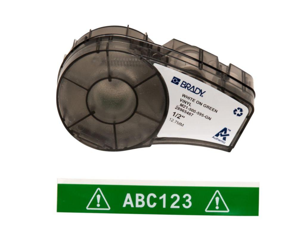 Brady Labels M21-500-595-GN 12.7 x 6.4 m, White on Green, Self-Adhesive, Roll of 6.4 m