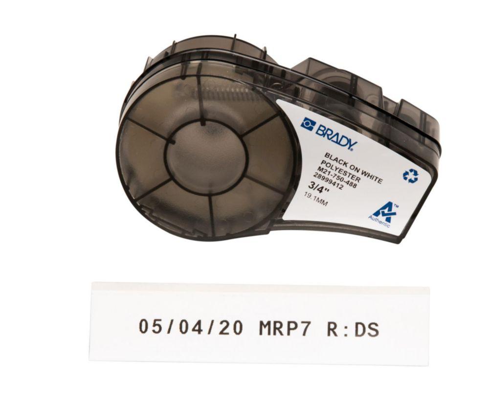 Brady High Performance Labels, White Polyester B-488, M21-750-488 19.05 mm x 6.4 m Roll