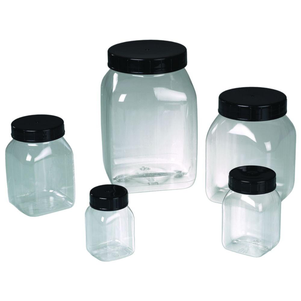 Bürkle Wide Neck Can 200 ml, Square PETG Clear, with Closure