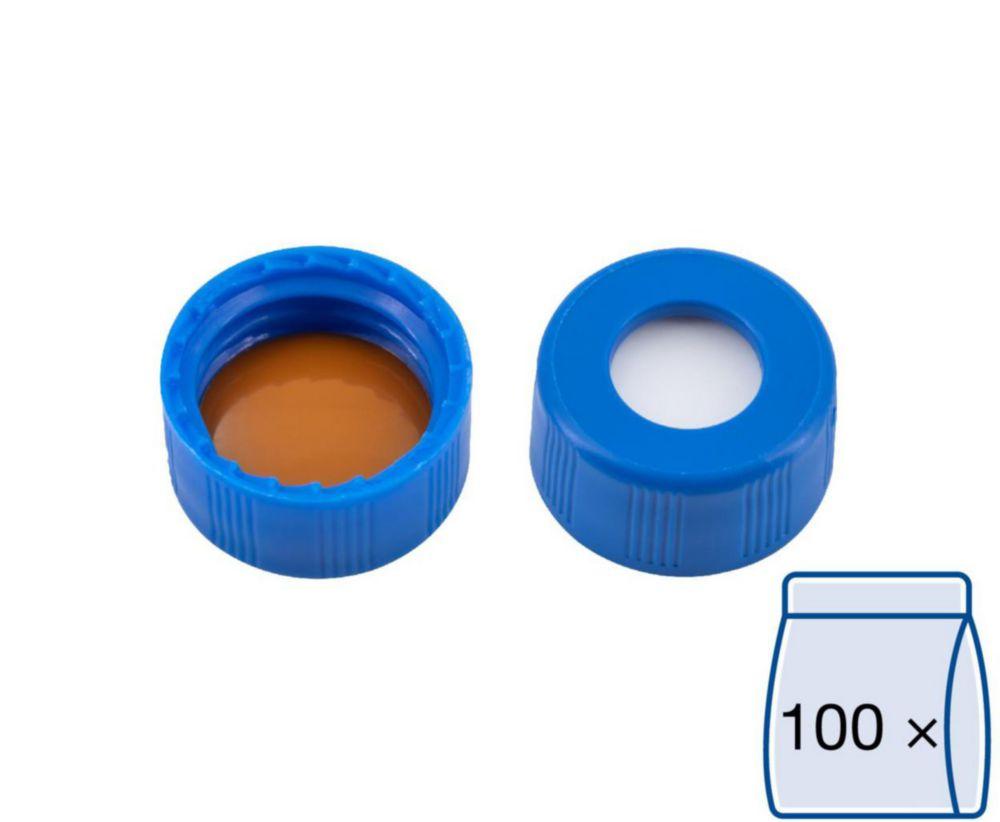 Macherey-Nagel PP Screw Caps N 9-L, Blue, Center Hole Silicone White/Polyimide Orange Thickness 1.0mm (Pack of 100)

