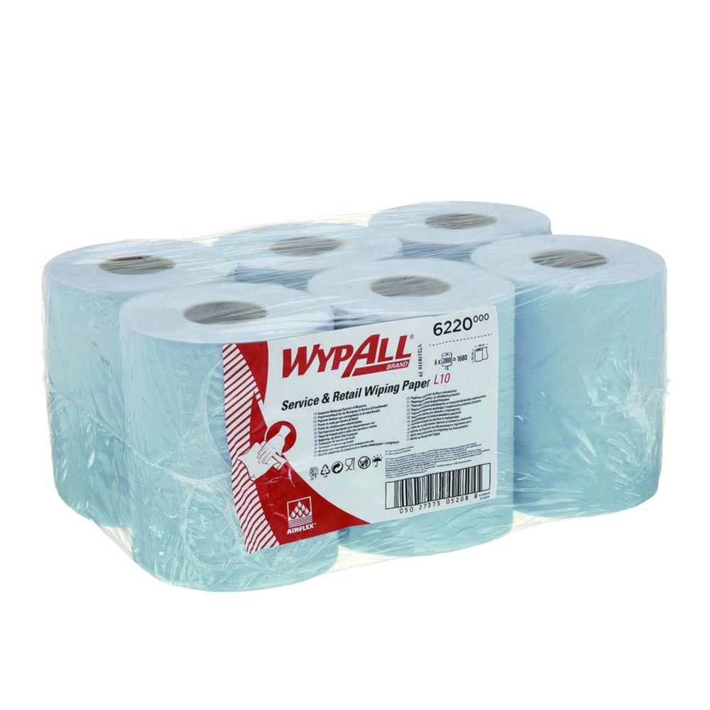 Kimberly-Clark WypAll Reach L10 Paper Wipes 38x18.3 cm for Cleaning in the Service and Retail Trade, Blue, 6 Rolls of 180 Cloths Each