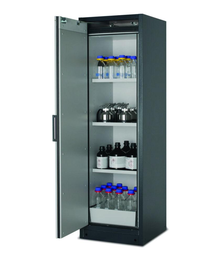 Asecos Safety Cabinet Q-CLASSIC-90 WDL with Wing Door RAL 7035, Door Stop Left, RAL 7016 Anthracite, 600 x 615 x 1955 mm