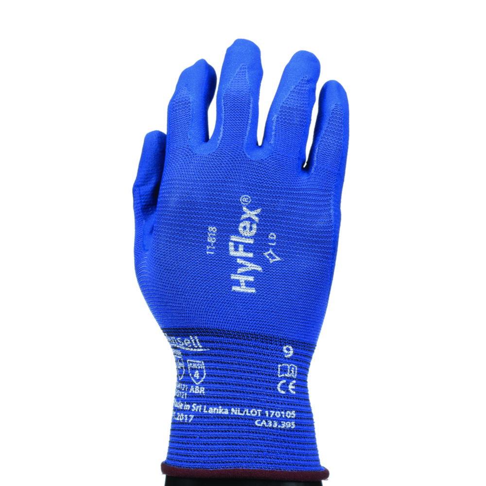 Ansell Gloves HyFlex Size 7, Blue FORTIX Nitrile Foam Coating, Cord Waistband, Length 200-248mm, Pack of 12 Pairs

