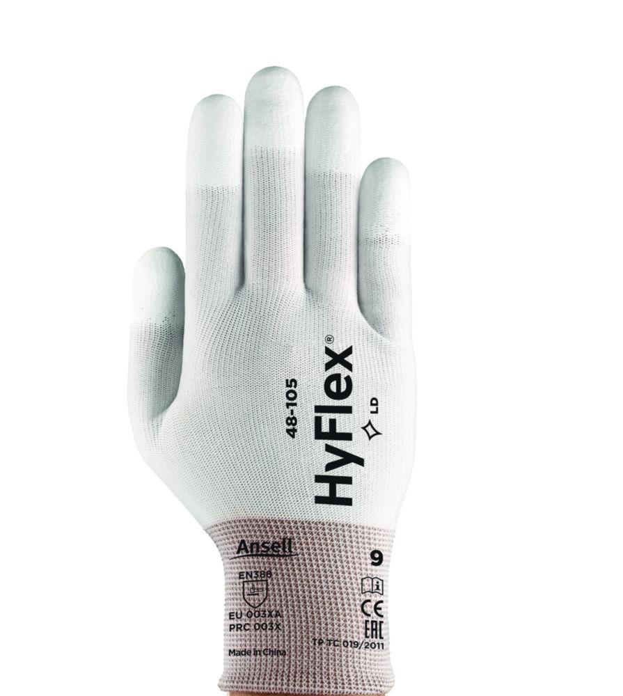 Ansell HyFlex Size 11 White Nylon-Polyester Backing Fabric Gloves with Fingertips Coating Pair
