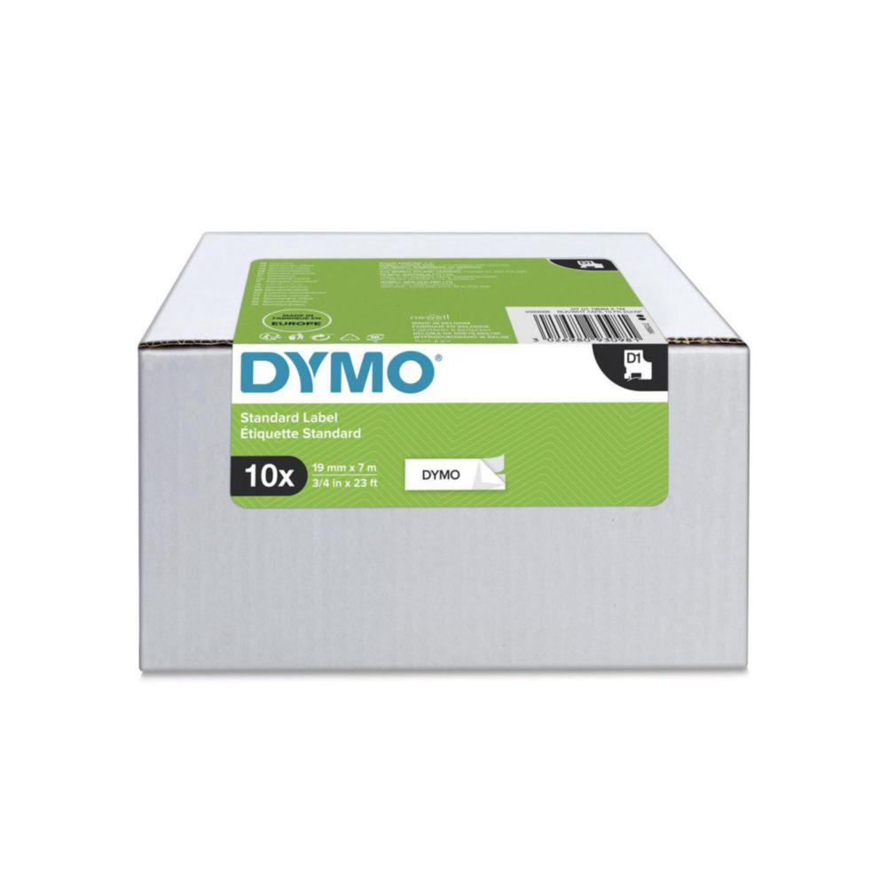 Dymo D1-Tape Big Pack, 10 Tapes, 19mm x 7m, Black on White

