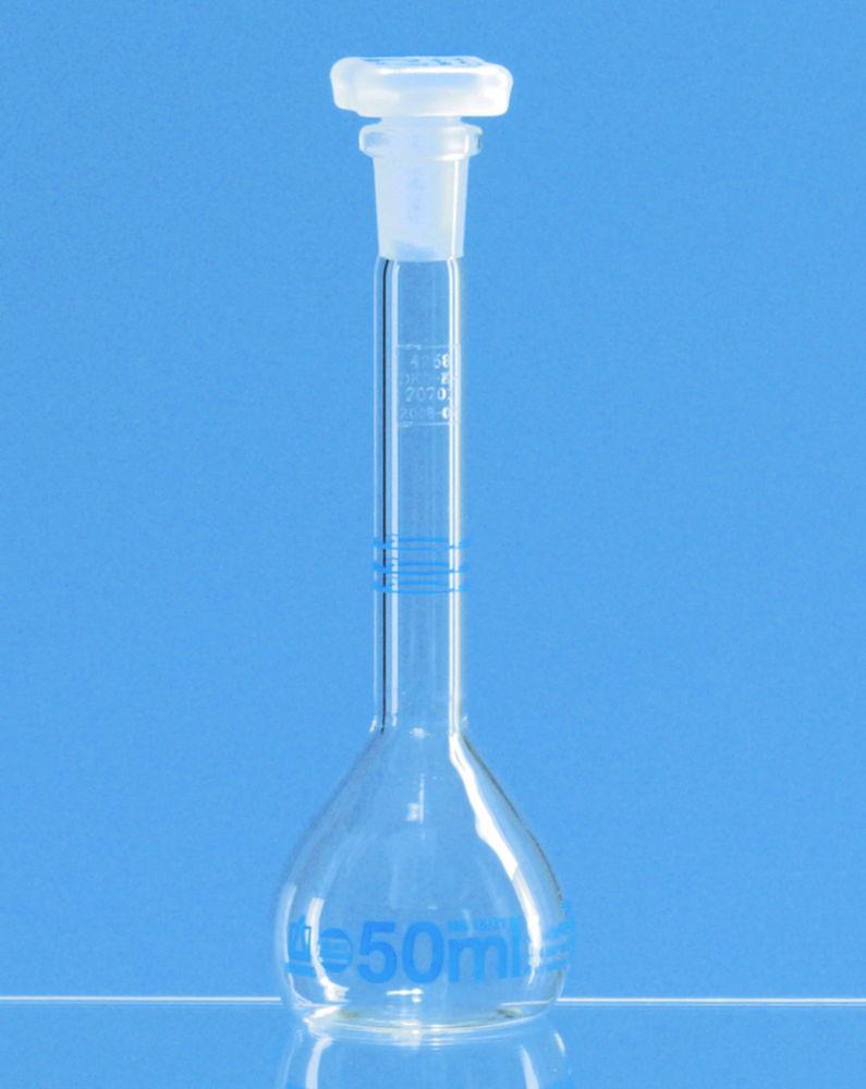 BRAND DAkkS-Test Volumetric Flask 25 mL, NS 10/19, with 3 Marks, BLAUBRAND, Class A, Boro 3.3, PP Stopper, for Dispensette

