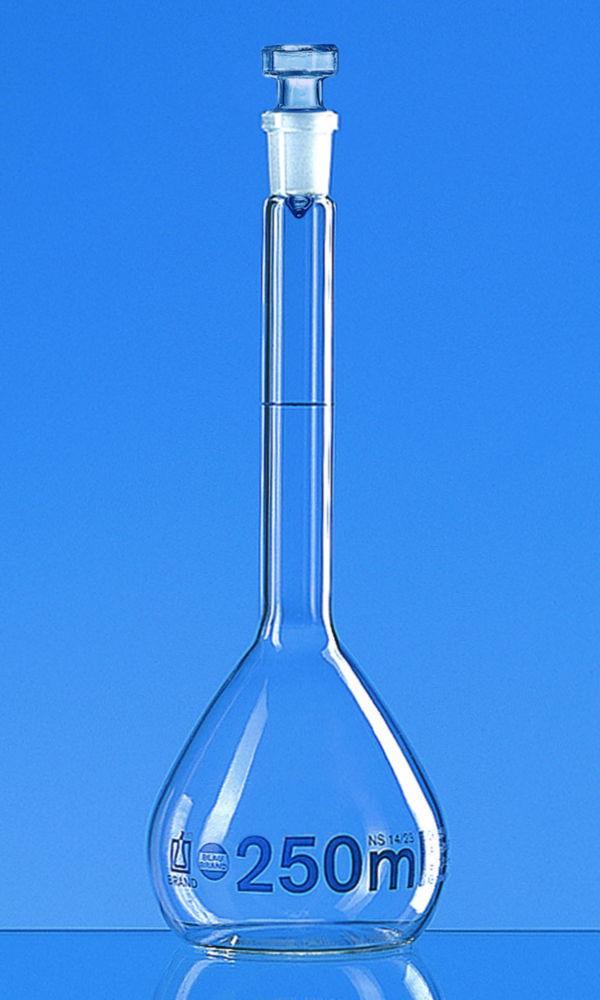 BRAND BLAUBRAND Volumetric Flask 20 mL, Class A, Wide Neck, Glass Stopper NS 12/21, Pack of 2

