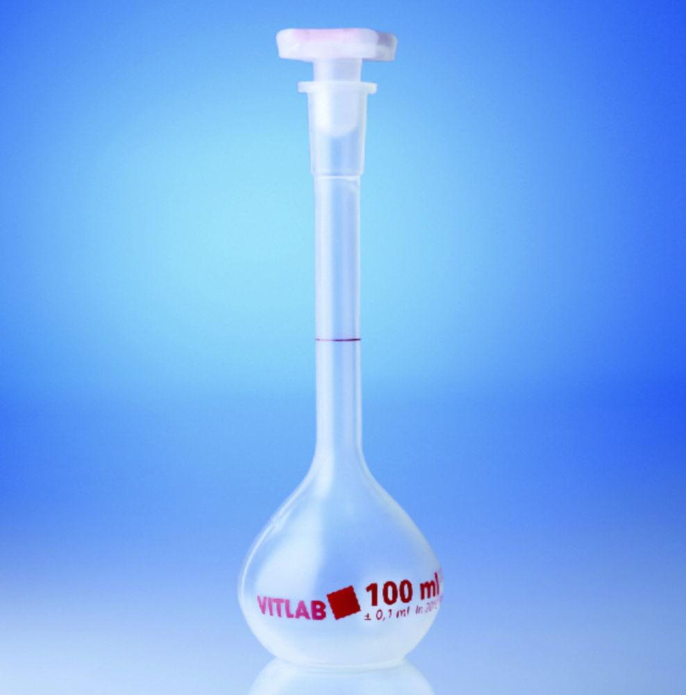 VITLAB Volumetric Flask 10 ml, PMP Class B, NS 10/19, with PP Stopper Height 90 mm

