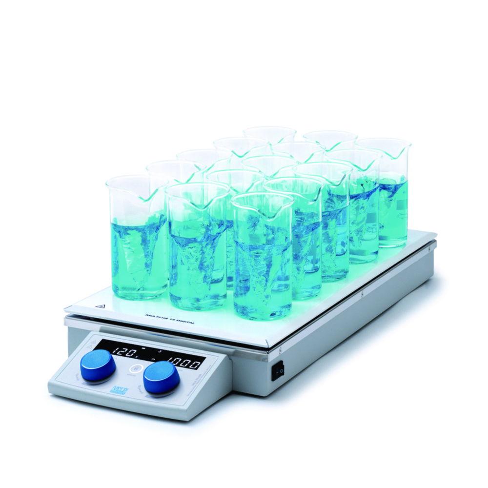 Velp Magnetic Stirrer w. Hotplate MULTI-HS 15 Digital 100-1000 rpm, Temp. up to 120°C, 240x66x550mm, 15 Beakers 250ml, 230V, 50/60Hz