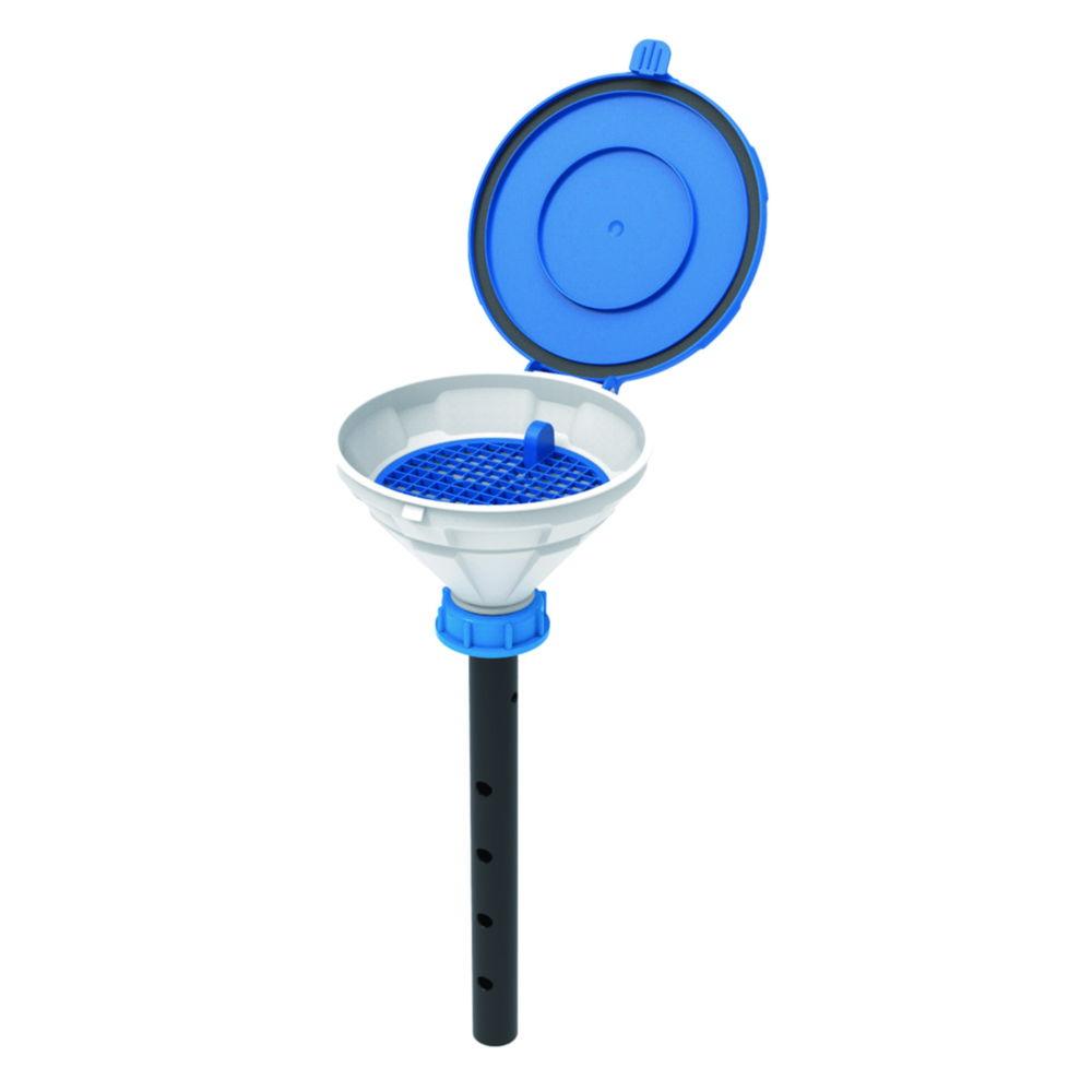 SCAT Funnel with lid "MARCO", V2.0, S50, PE-HD, with lance (220 mm) and removable sieve

