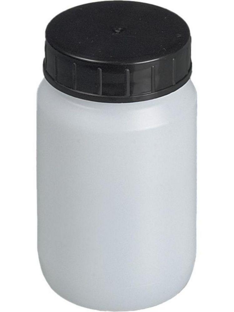 Bürkle Wide Neck Jar 100 ml, HDPE w. Screw Cap, PP Black w. PE Sealing Washer, Round, Transparent