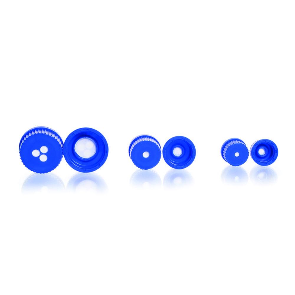 DWK Duran Membrane Screw Caps GL 32, PP/PTFE Blue, for Laboratory Glass Bottles, Pore Size 0.2 µm, Pack of 5