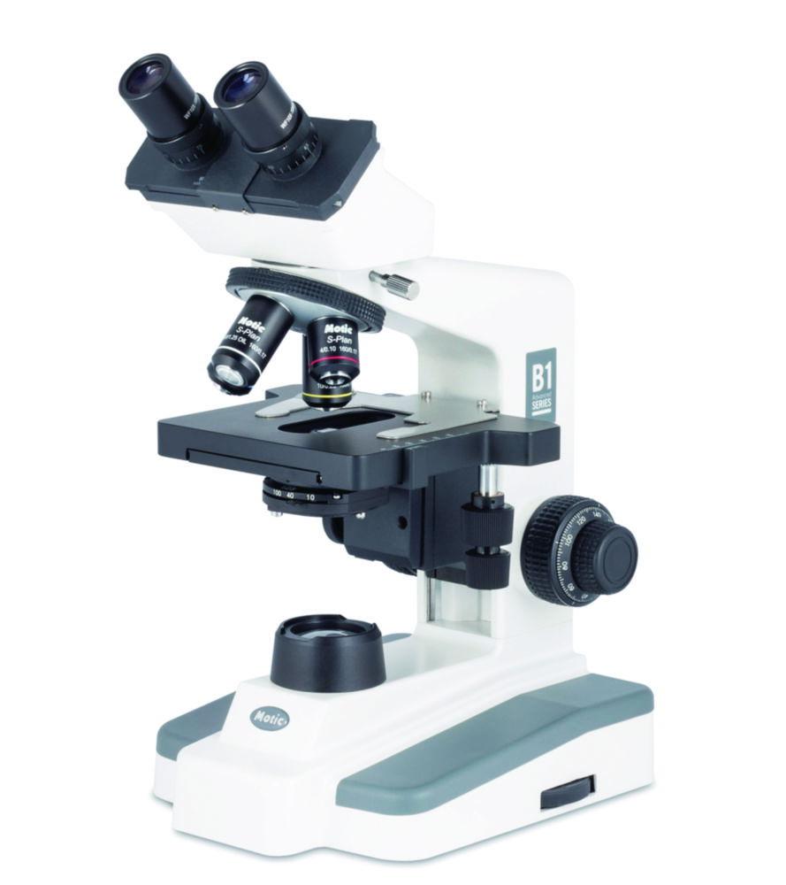 MOTIC B1-223E-SP Trinocular Microscope, Widefield Eyepiece WF10X/18mm, Quadruple Revolving, Semi-Plan Objectives