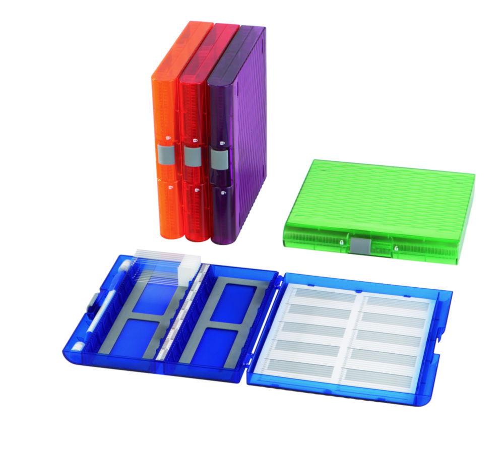 Heathrow Scientific Slide Box, Premium Plus, Red, for 100 Microscope Slides
