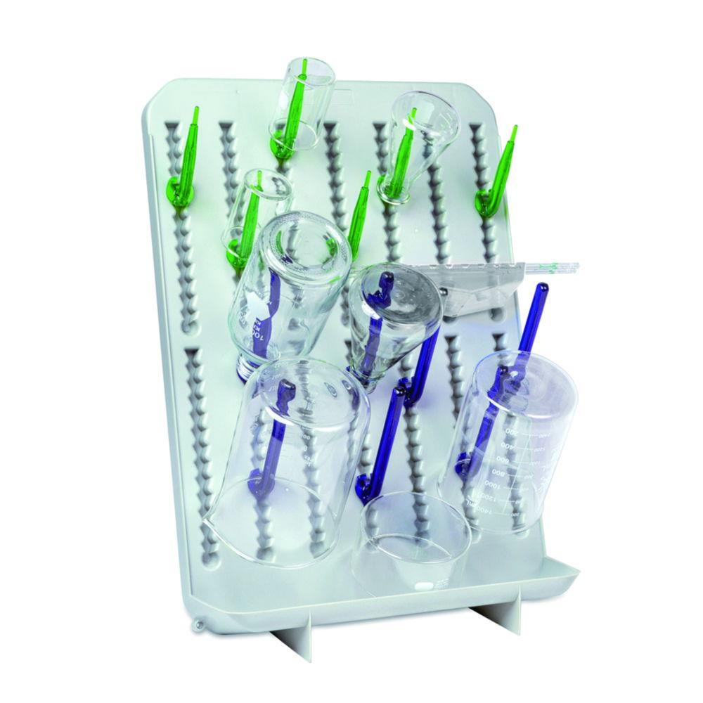 Heathrow Scientific Drying Rack Set Wall/Bench Mount Grey/Blue/Green