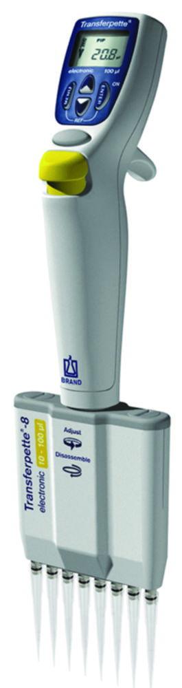 BRAND Transferpette 15–300 µL Electronic 8-Channel Pipette with USA/Japan Adapter