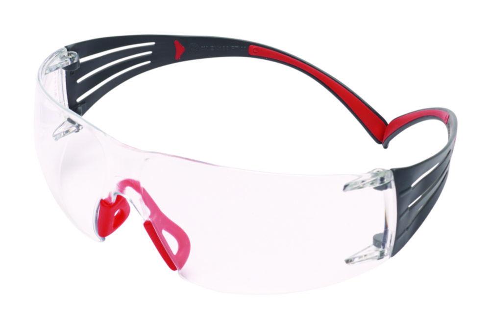 3M™ SecureFit™ 400 Series Safety Glasses with Scotchgard™ Anti-Fog Coating, Clear Lens, Red/Grey Frame