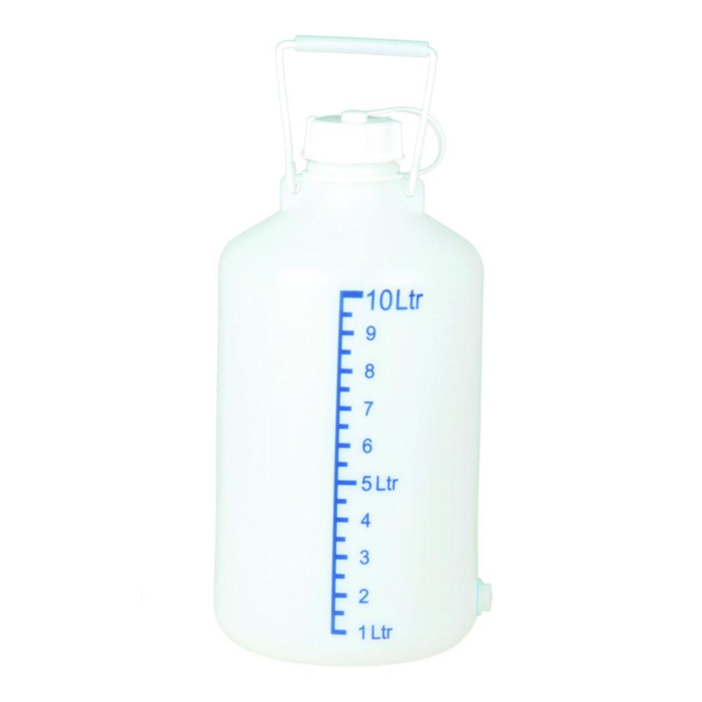 Hünersdorff Aspirator Bottle, 5L, PE, Natural with Carrying Handle, UV Protection, Printed Scale (Without Stopcock)