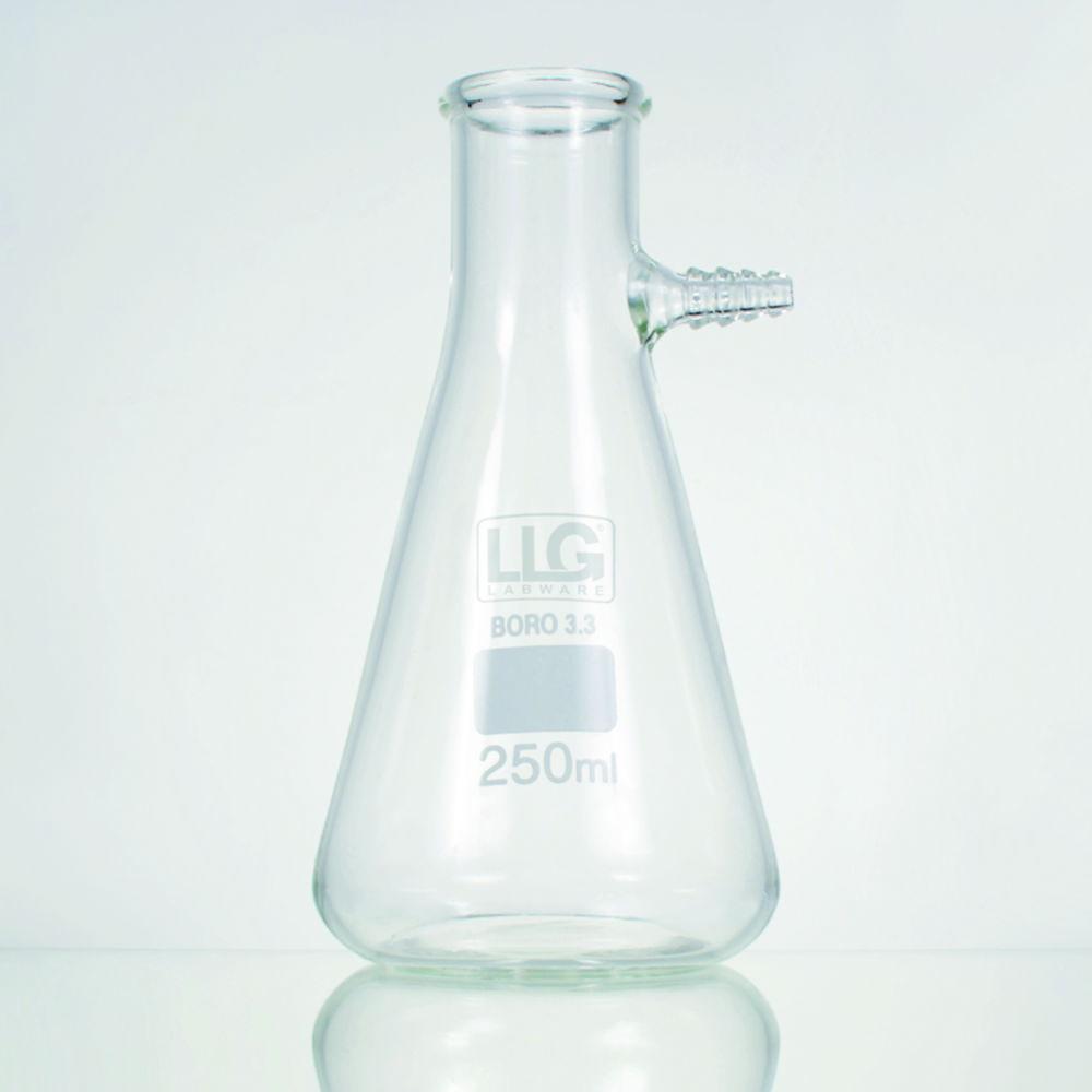 LLG Filter Flask 1000 mL with Glass Nozzle, Erlenmeyer-Shaped, Boro 3.3