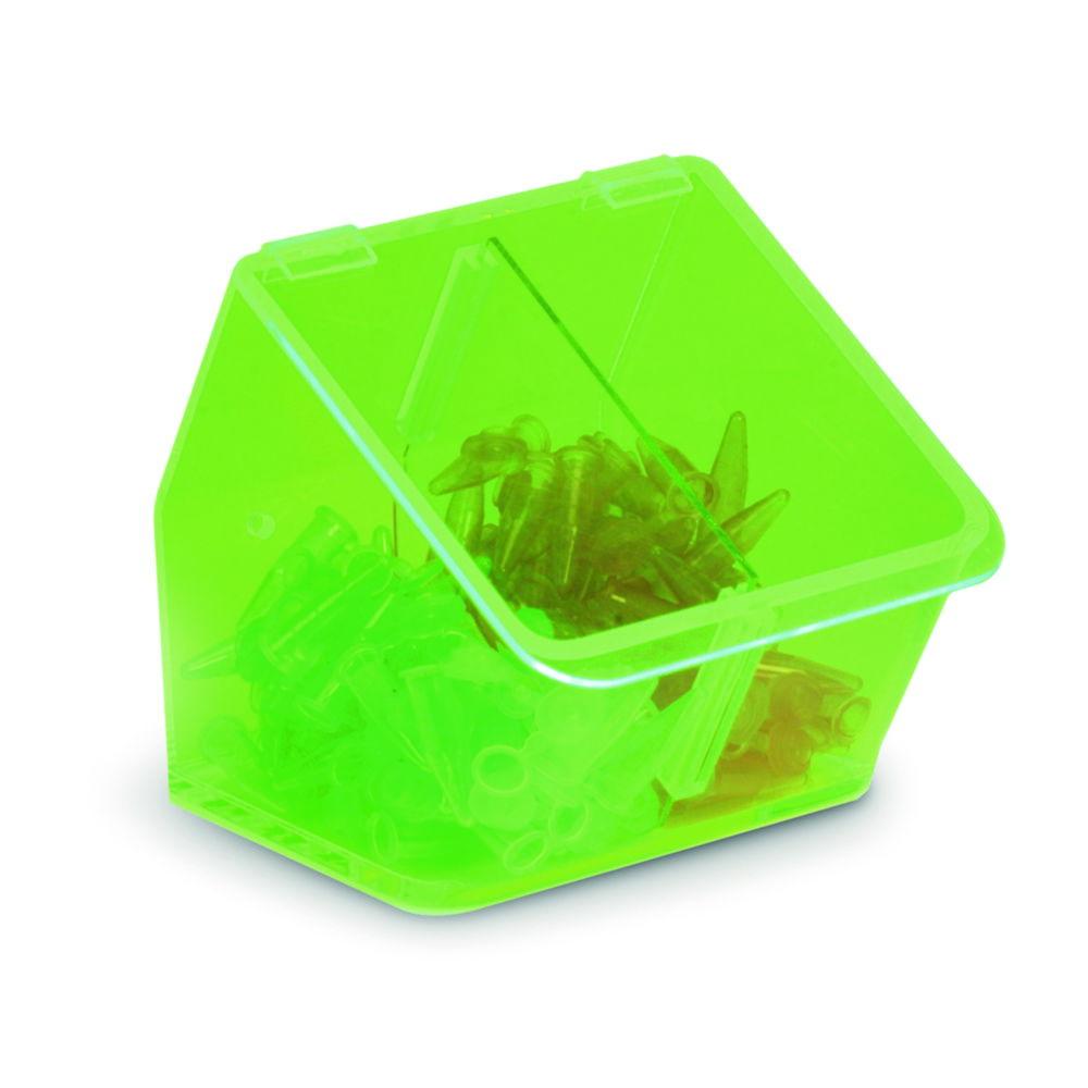 Heathrow Scientific Storage Container, Neon Green, 2 Compartments, Wide Openings