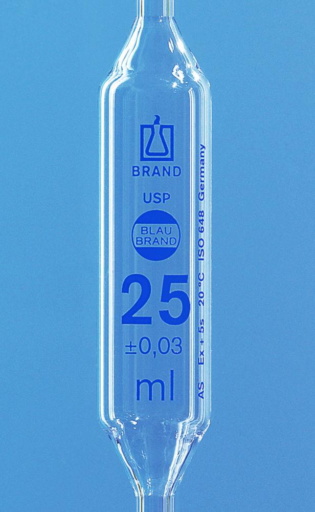 BRAND Bulb Pipette 4ml, 1 Mark USP, BLAUBRAND, Class AS, Conform. Cert., Blue Grad. AR-Glas, including USP Batch Certificate

