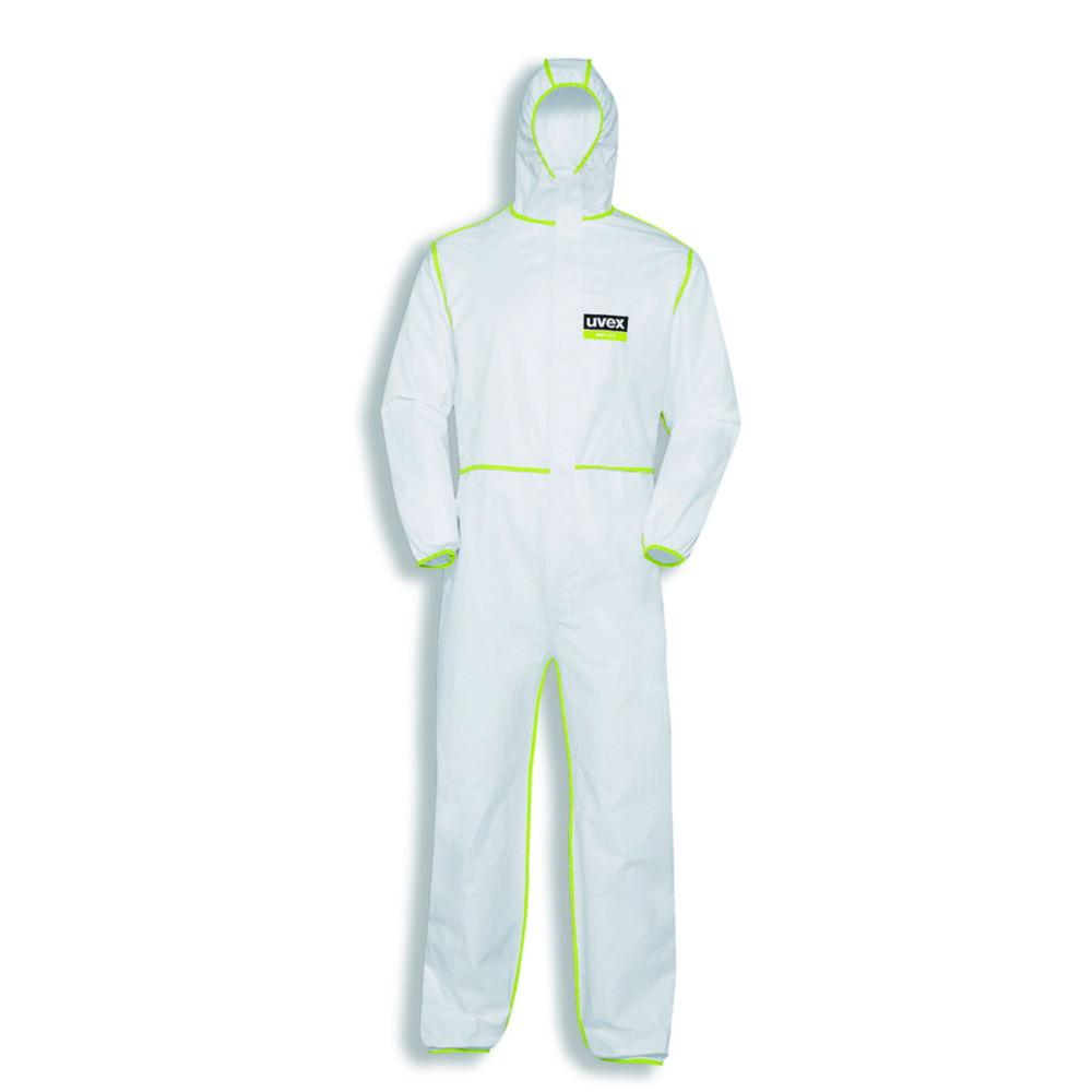 Uvex Overall 5/6 Comfort PP/PE Spunbond Laminate White/Lime With Hood, SMS Back, Model 9877, Type 5/6, Size M, Pack Of 5

