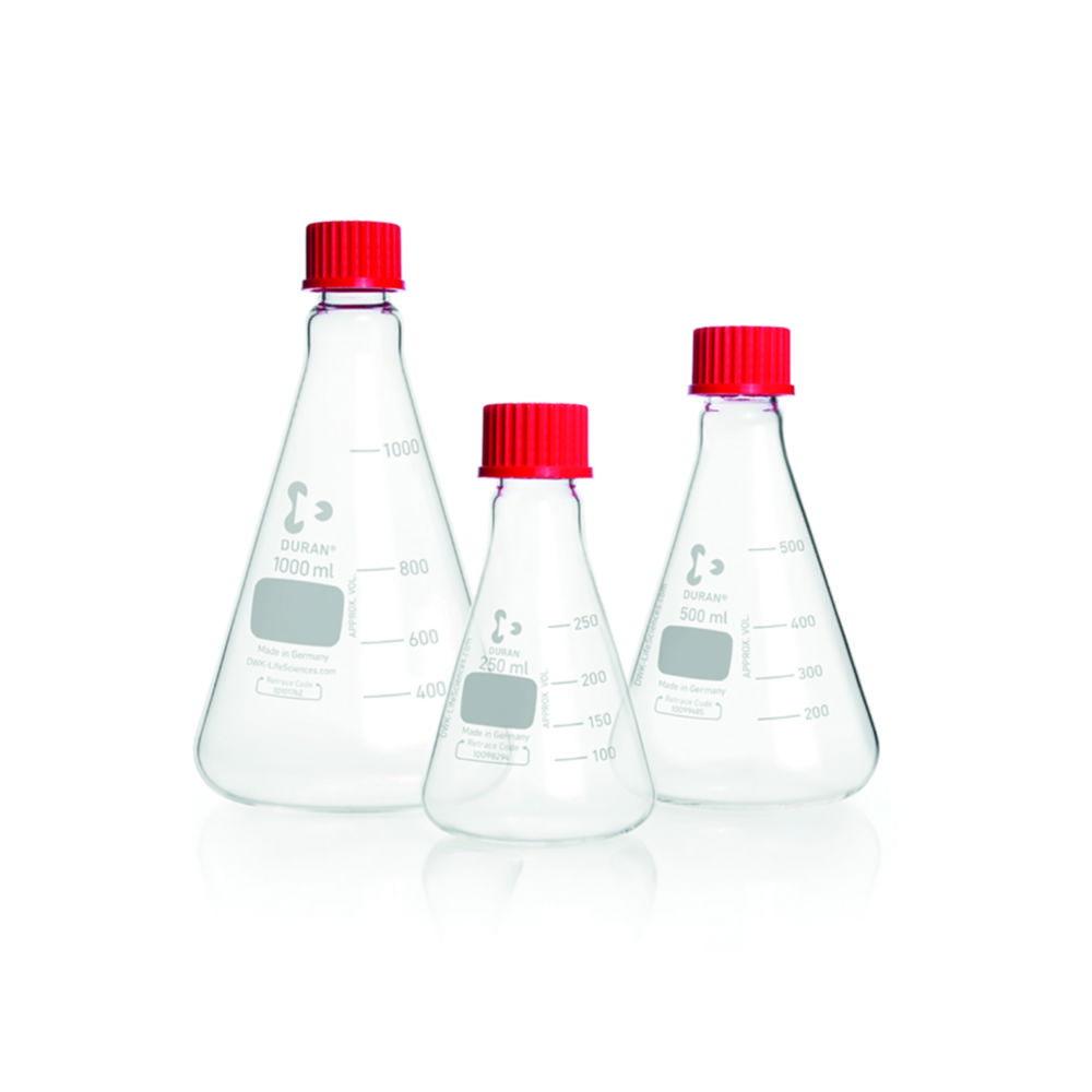 DWK Duran Erlenmeyer Flask with Screw Cap, 100 mL