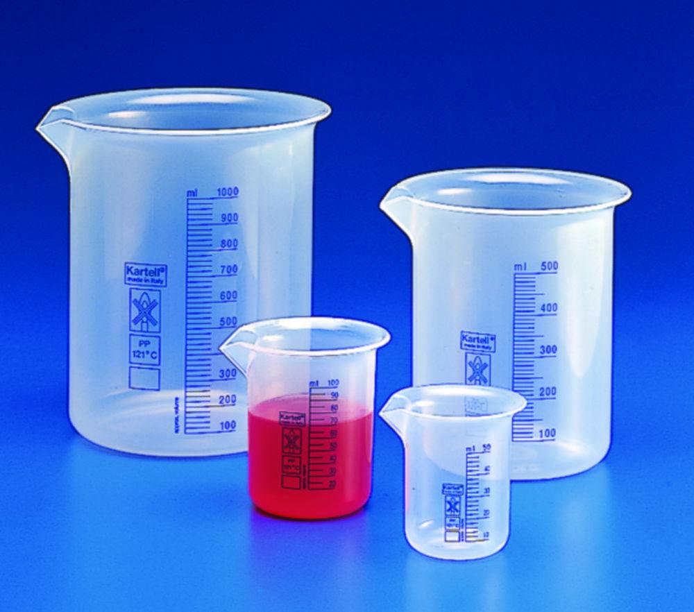 Kartell Griffin Beaker 5000 mL Blue Graduation PP Low Form Autoclavable up to 121°C for 20 min