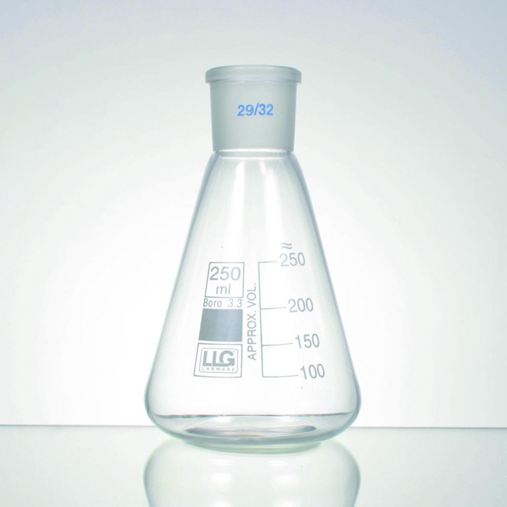 LLG Erlenmeyer Flask, 300 mL, NS 29/32, Boro 3.3, White Graduated, Pack of 2
