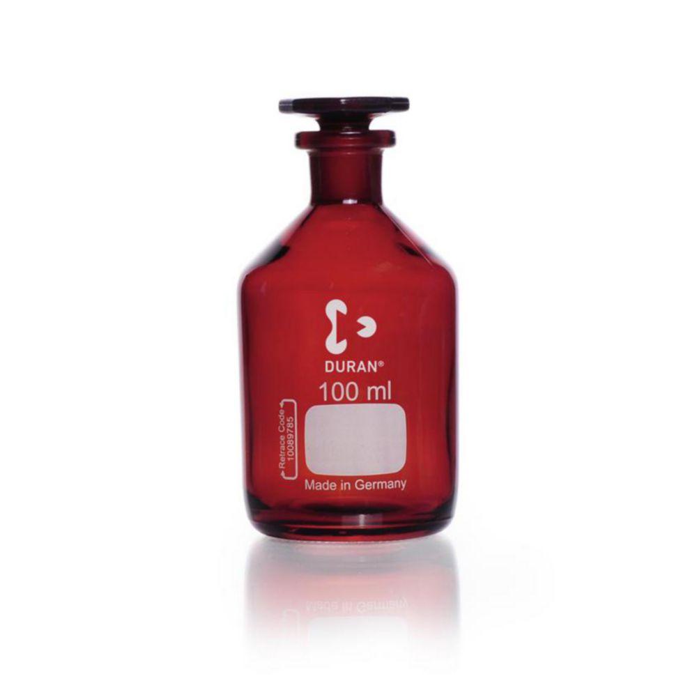 DWK Duran 100 mL Narrow Neck Amber Reagent Bottle with Glass Stopper