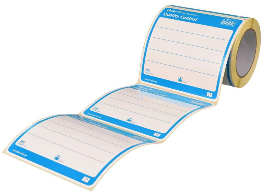 Bürkle Control Seals CLOSE-IT Food, Blue Printed, 150×150 mm (Roll of 250 Pcs)