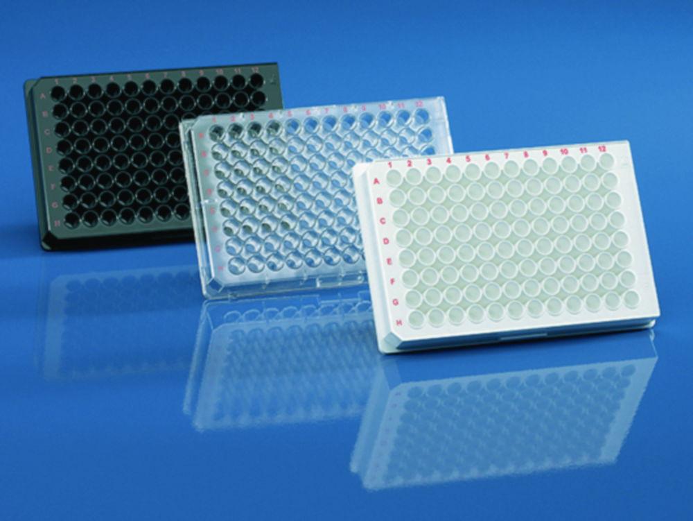 BRAND Microplates cellGrade™ 384-Well, PS, White, Transparent Bottom, F-Bottom, Sterile, with Lid (Pack of 5)


