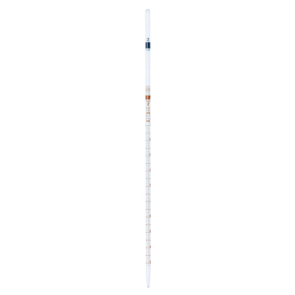 Hirschmann Laborgeräte Class AS 1:0.01 mL Measuring Pipette, Amber Graduation, 360 mm wth dated batch identification, conformity certified