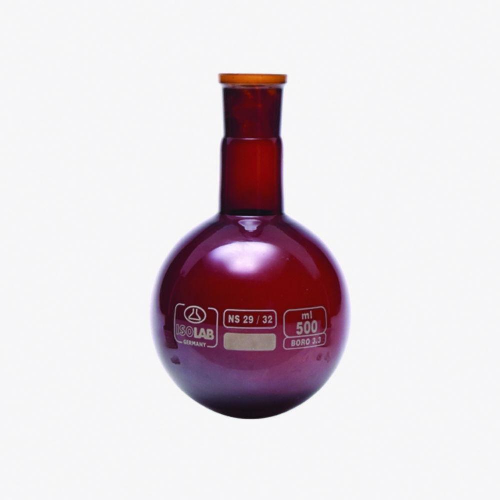 ISOLAB Round Bottom Flask 250 mL, Amber, NS 29/32, Boro 3.3, DIN 12394