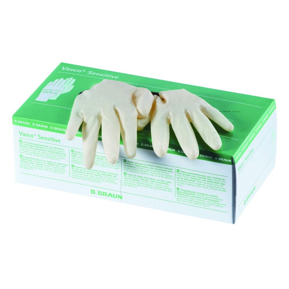 B. Braun Vasco Medical Examination Gloves, Size 6-7 Small, Sensitive, Latex, Clear, Powder-Free, Non-Sterile, Pack of 100