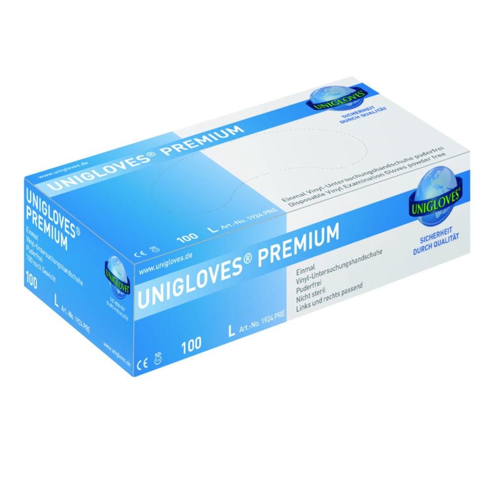 Unigloves Vinyl Gloves Size L 8-9 "PREMIUM", Non-Sterile, Powder-Free, Pack of 100
