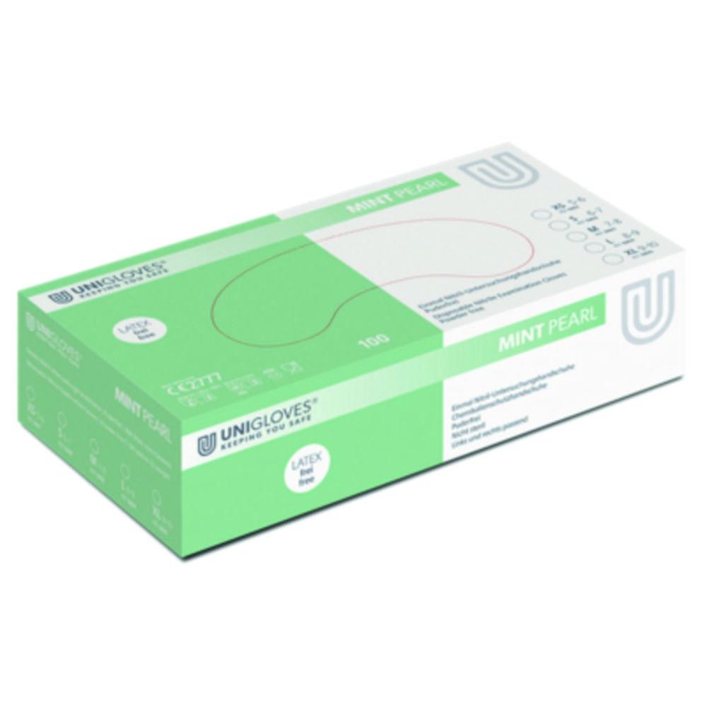 Unigloves Nitrile Gloves Mint Pearl Size M, Powder-Free, Non-Sterile, Rolling Edges, Micro-Roughened Finger Tips, Pack of 100