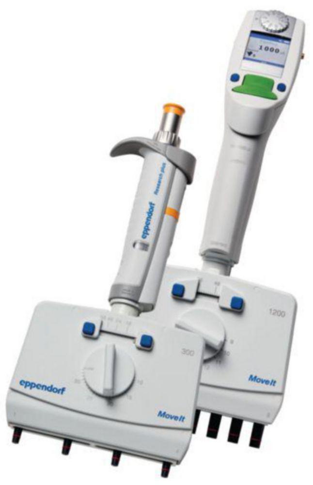 Eppendorf Xplorer Plus Move It 8-Channel, 50-1200 µL, Dark Green, Adjustable Cone Distance
