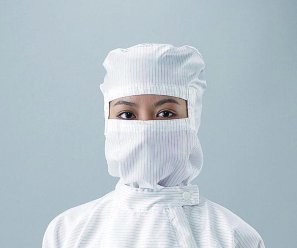 As One ASPURE Hood for Cleanroom Overall, White Polyester, Type SHW, Size M

