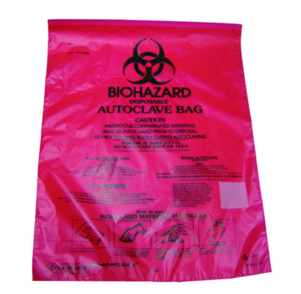 Bel-Art Biohazard Waste Bags 220x280 mm PE-HD, Pack of 100