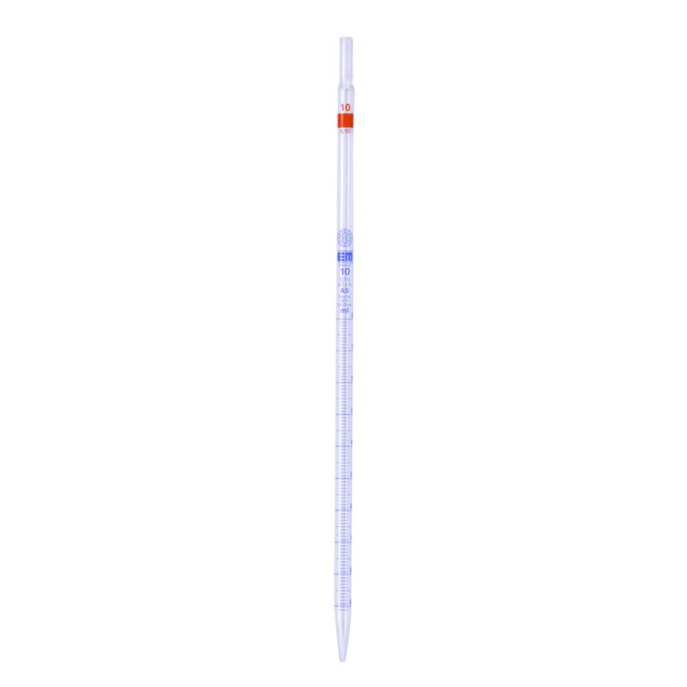 Hirschmann Laborgeräte Measuring Pipette 10:0,1 mL 360mm, Class AS, AR-Glass, DIN ISO 835, Blue Graduation