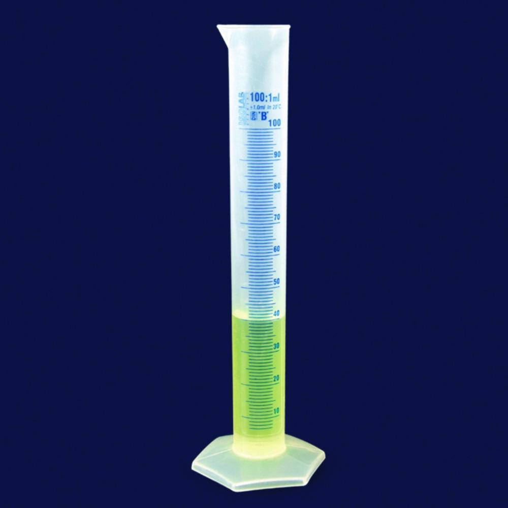 ISOLAB Measuring Cylinder, 1000 mL, Tall Form, PP, CLB, Blue Scale